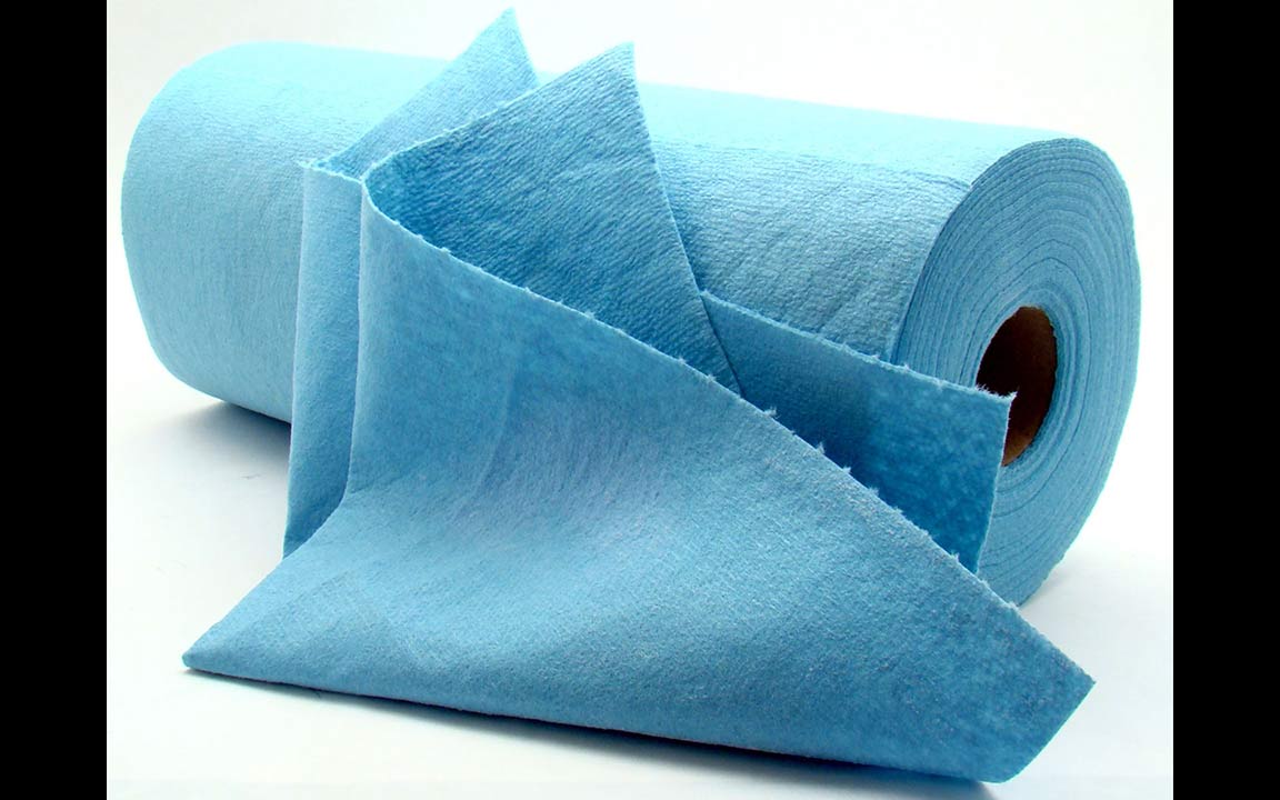 Shop Towel Self Portraits - Inkjet printed blue shop towel sheets on tarpaulin - 2016